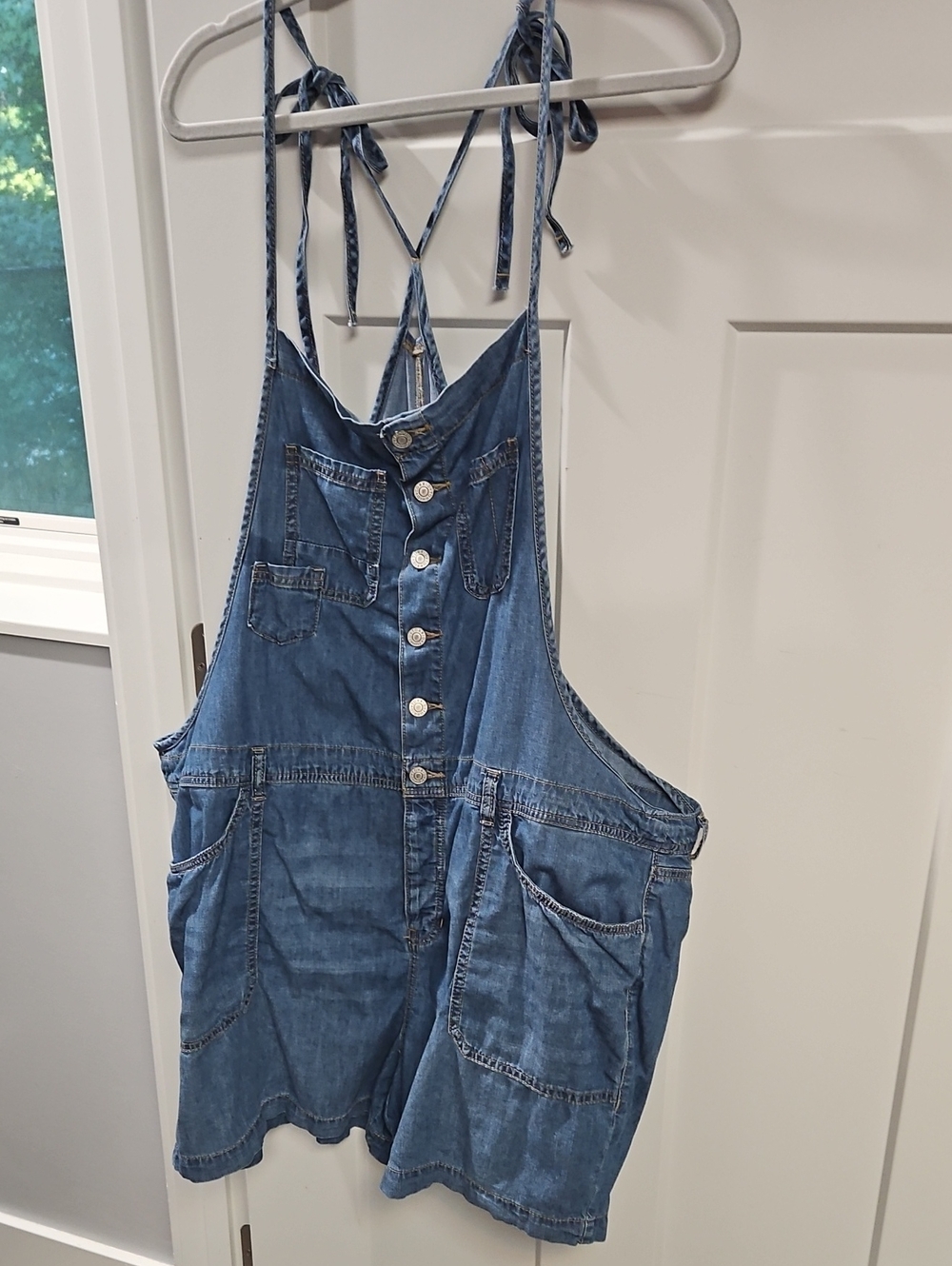 torrid Blue Denim Button-Front Short Overalls